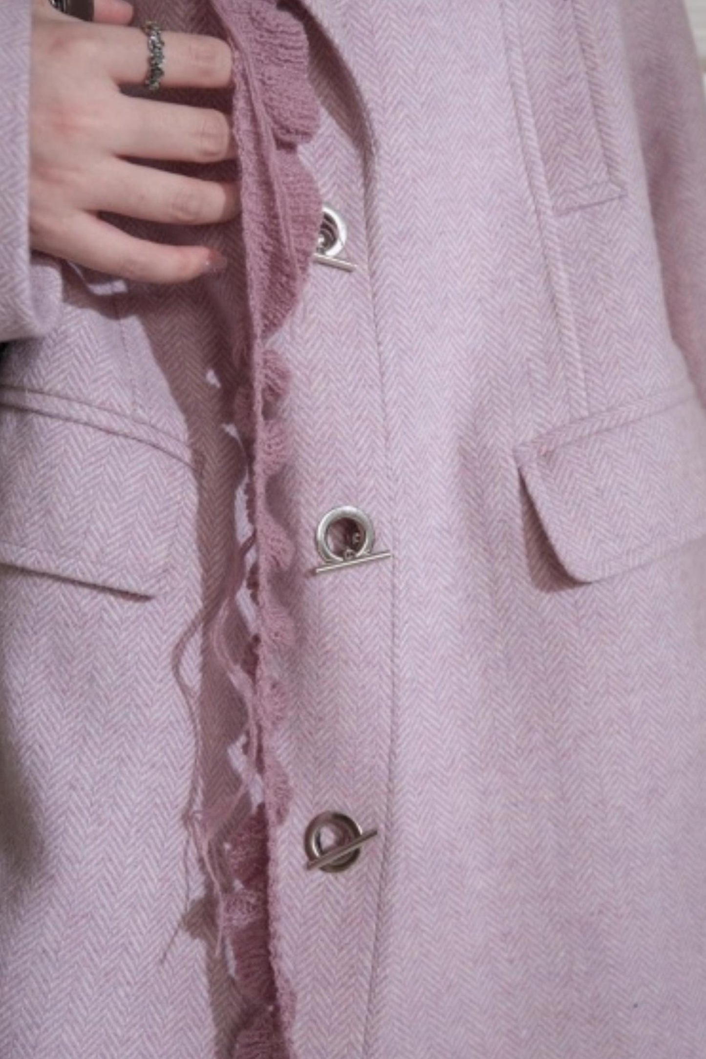 Teaberry Herringbone Tweed Coat