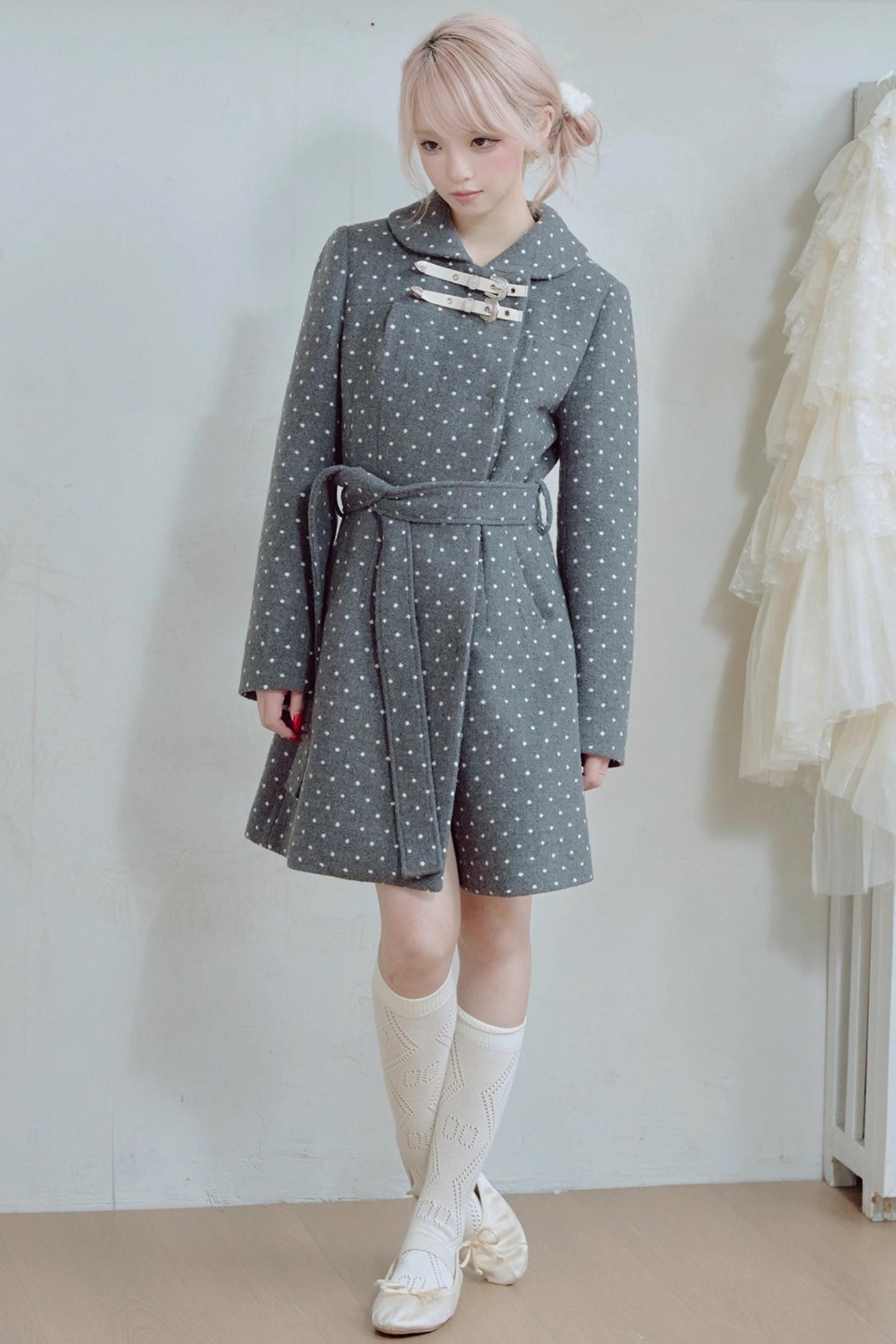Retro Polka Dot Woolen Coat