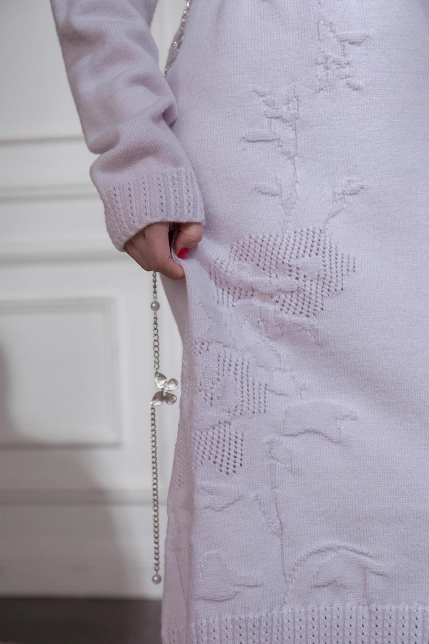 Light Purple Embossed Wool Dress