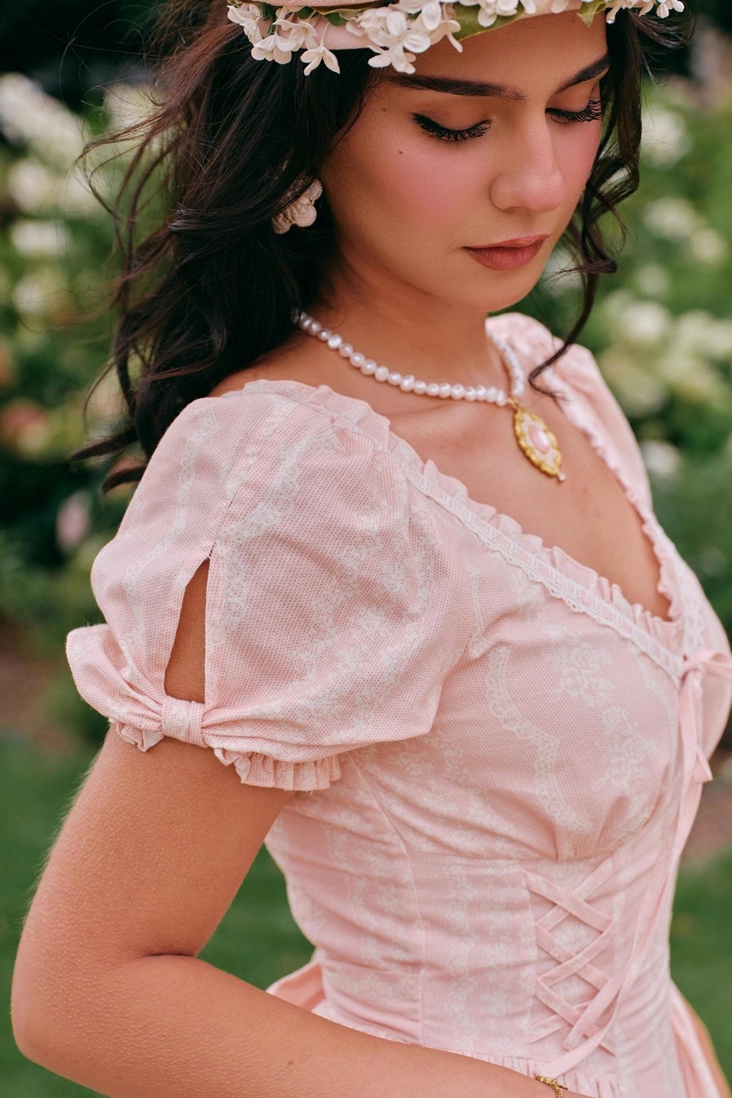 Peach V-Neck Slimming Dress