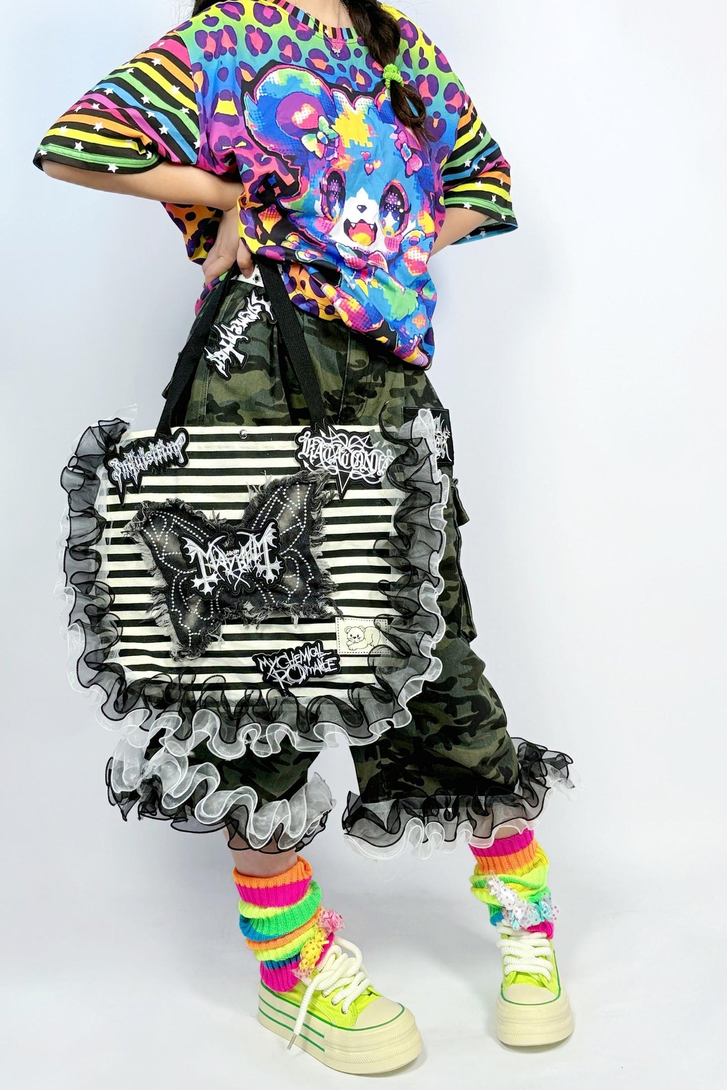 Dopamine Rainbow Stripe Leg Sleeve Sock