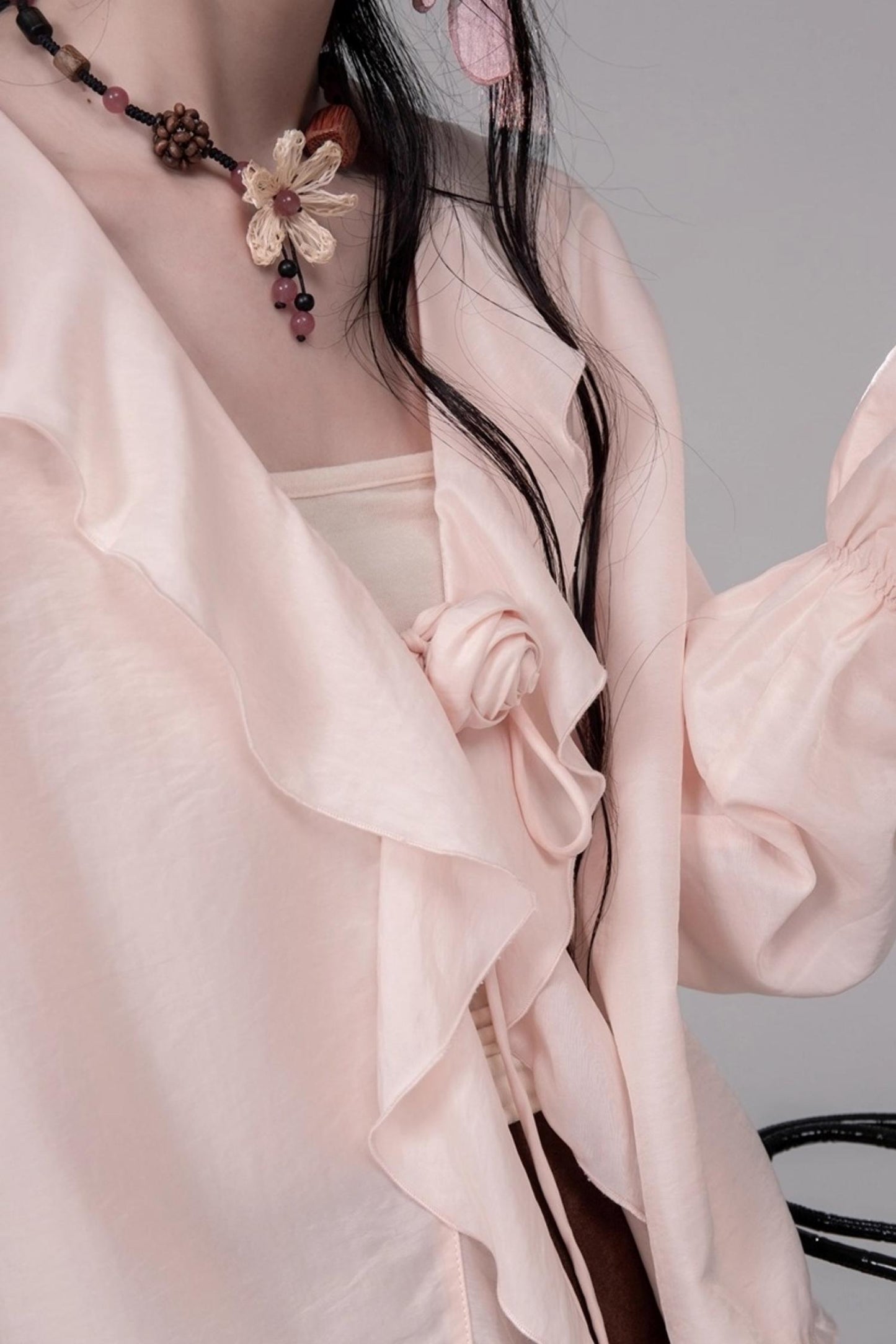 Light Peony Ruffle Cardigan