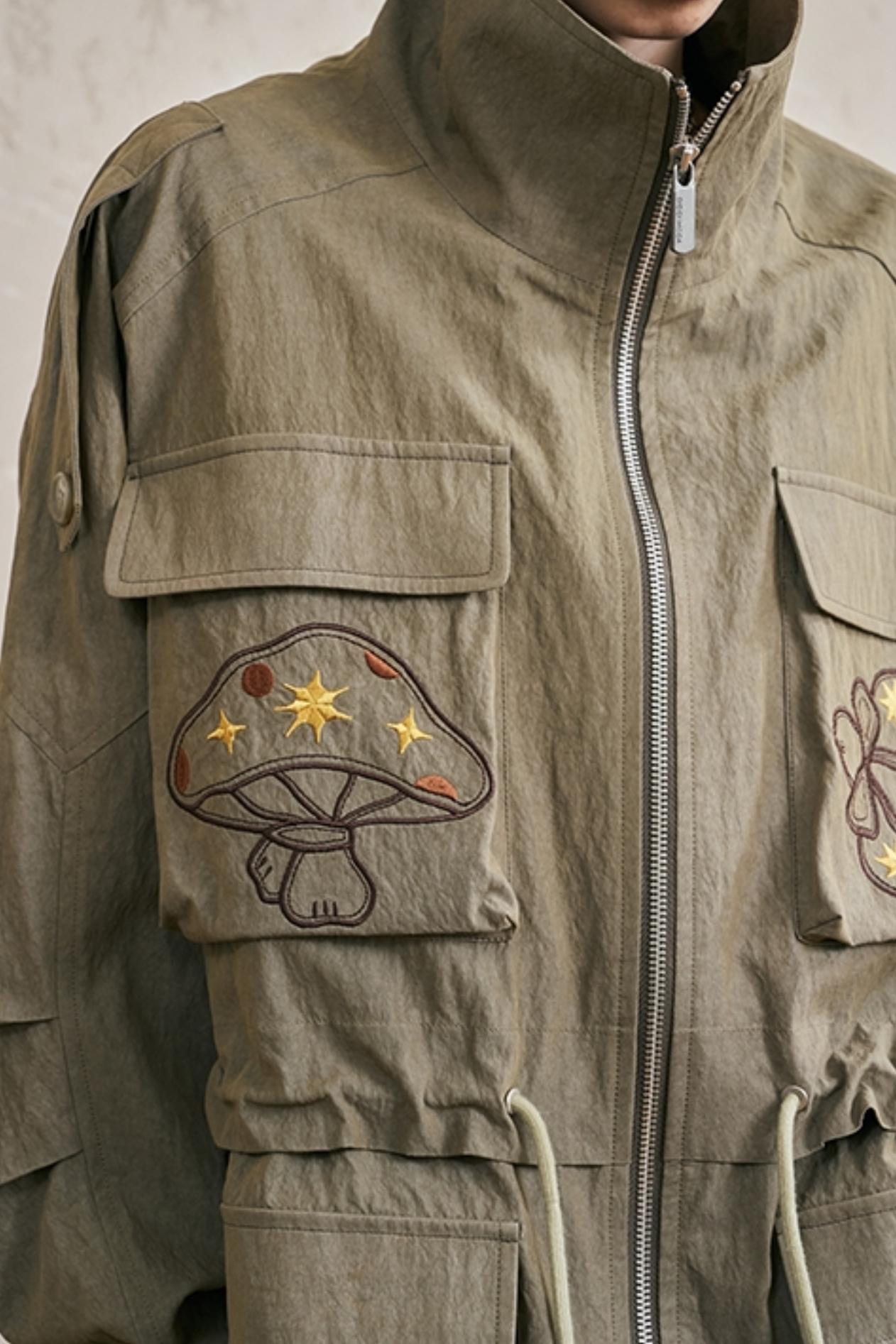 Cargo-Taschen bestickte Jacke