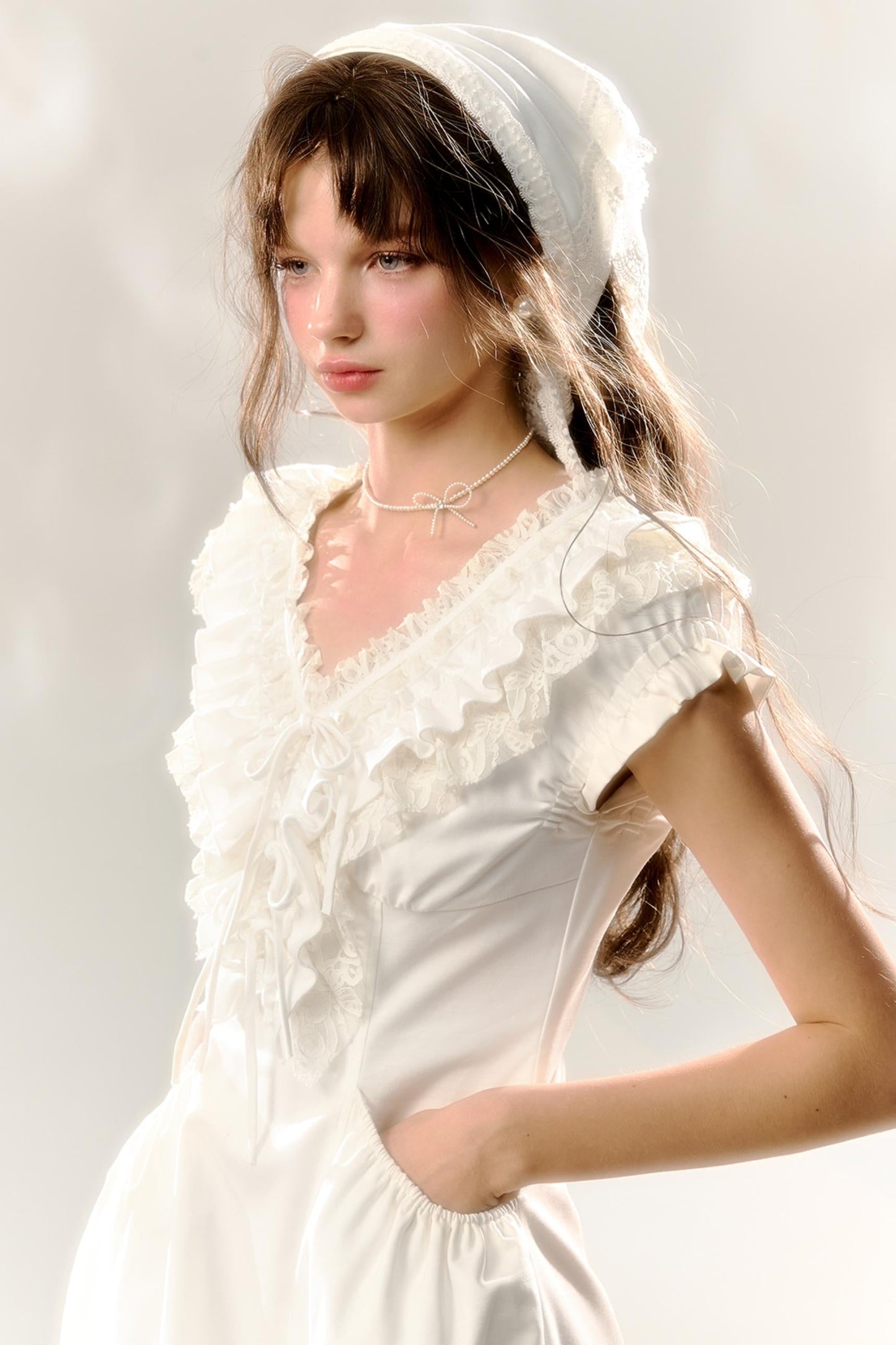 오후 진주 레이스 드레스