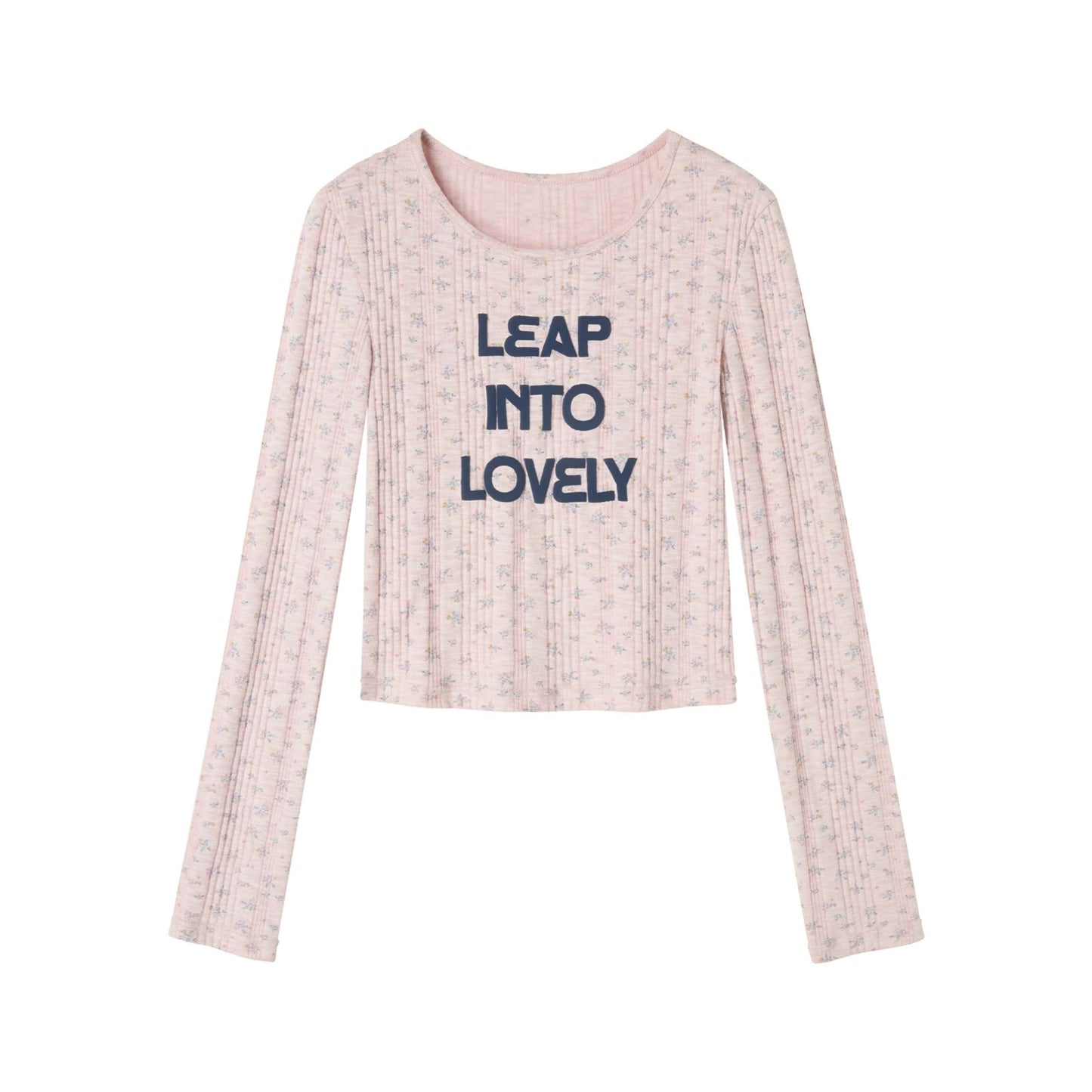 Pink Floral Slim-Fit Sweater