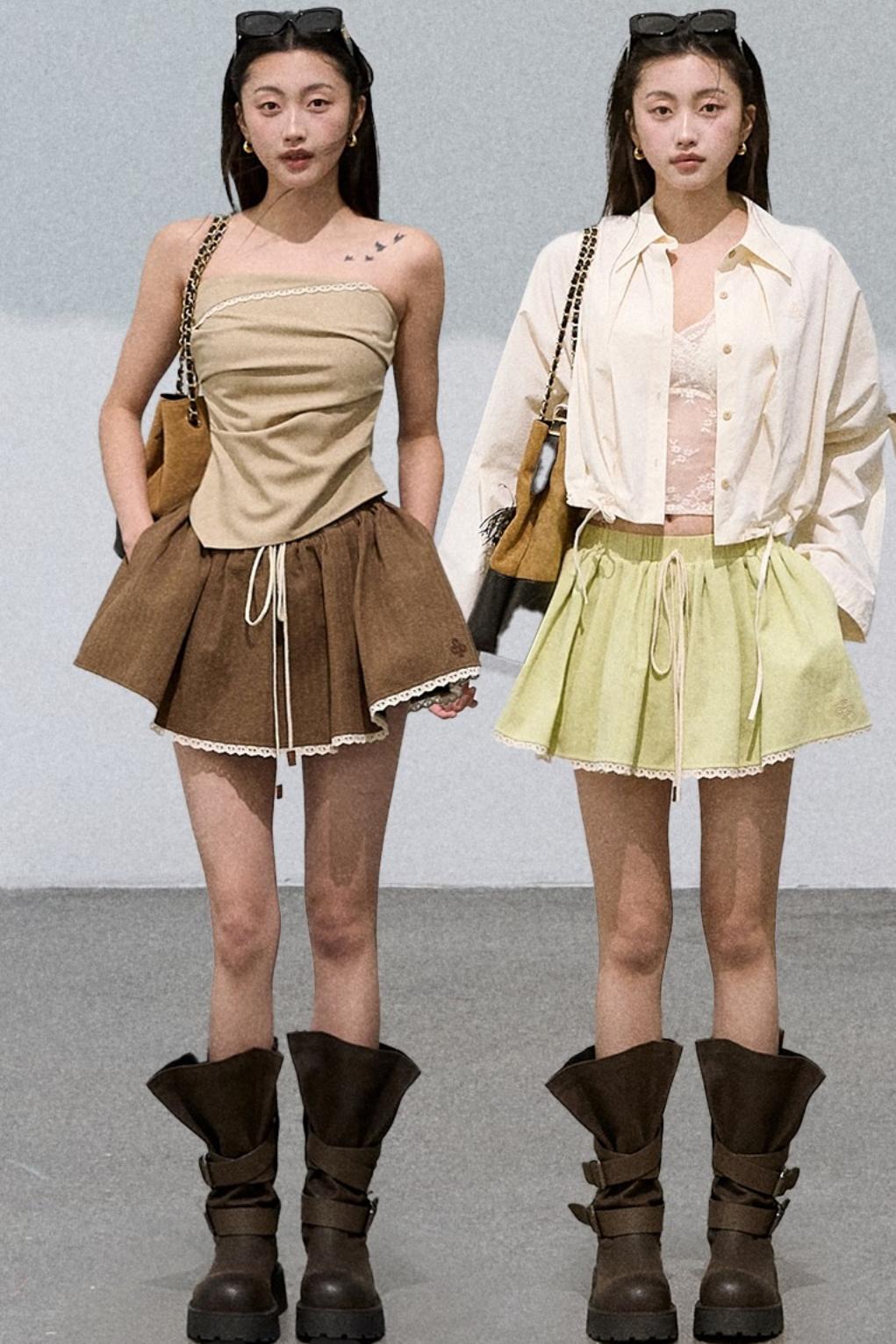 Cotton Texture A-Line Skirt