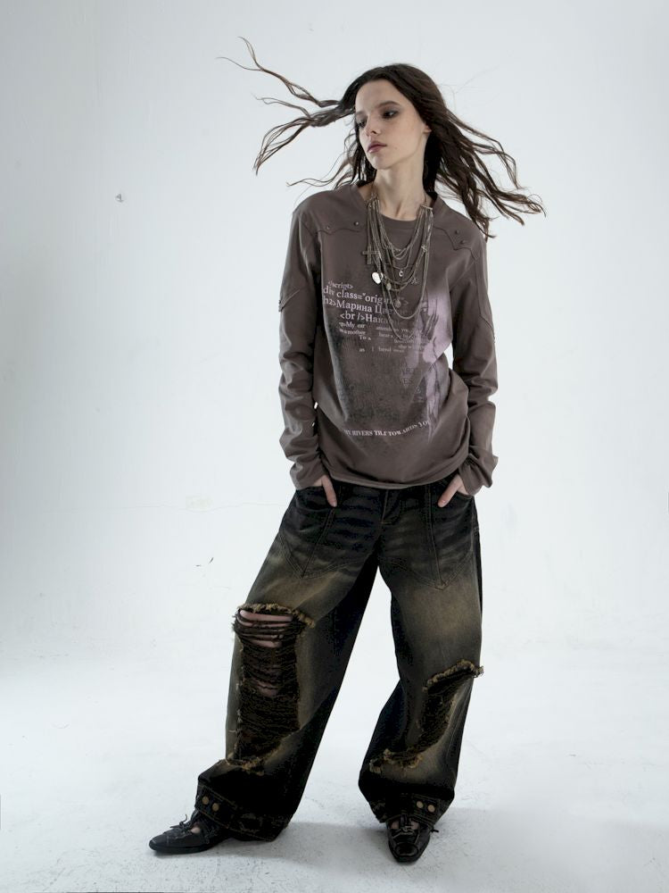 Langarm-Punk-Stil T-Shirt