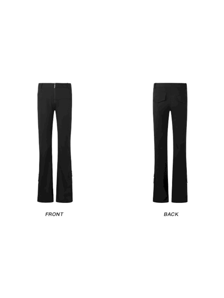 Asymmetric Pocket Flared Pants