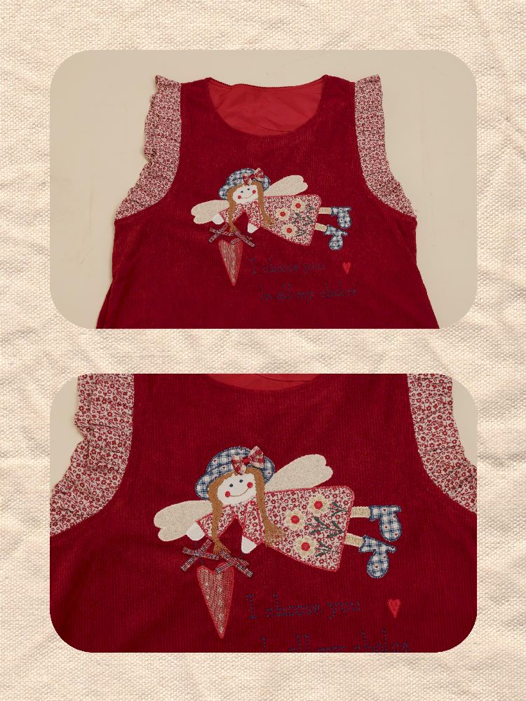 Spitzencordrot Weste Kleid