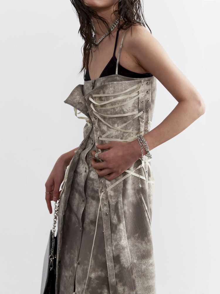 가짜 투피스 홀터 시스 드레스