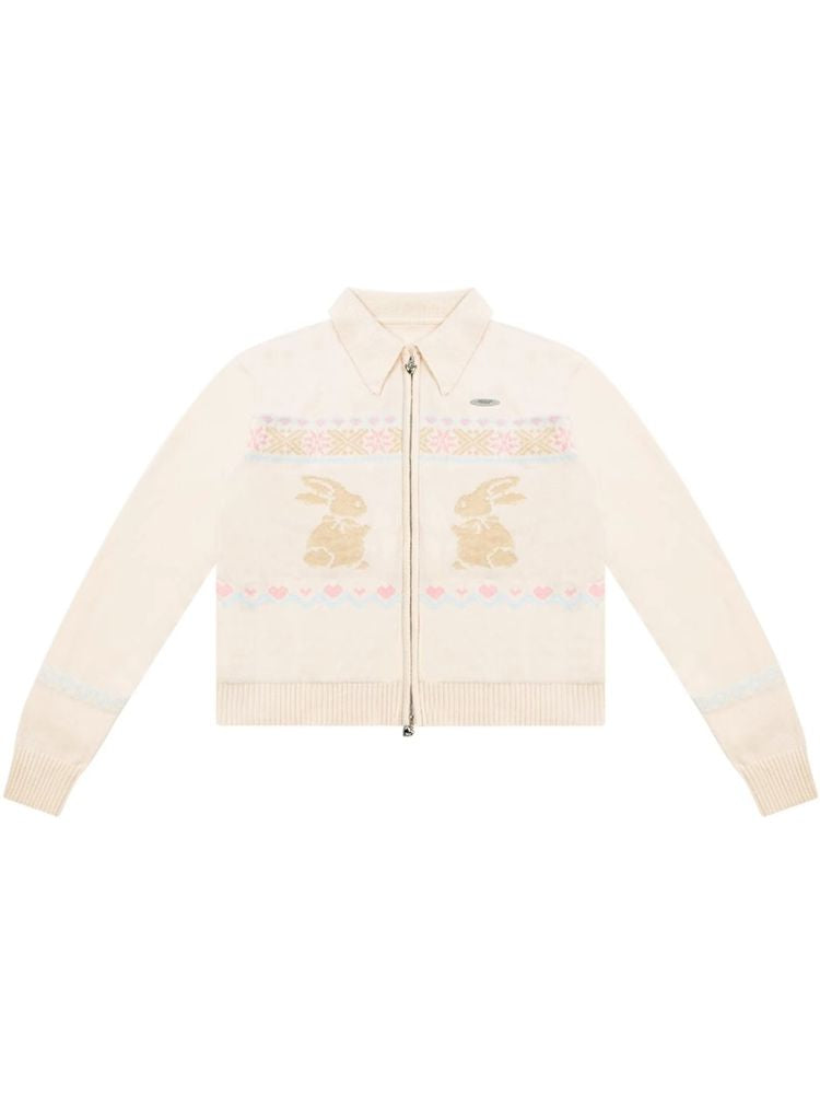 Rabbit Fair Isle polo neck zipper sweater