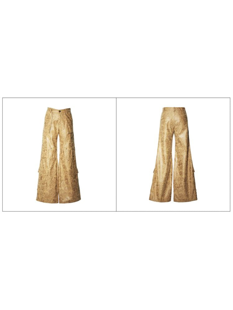 Work Wide Leg Leather Pants