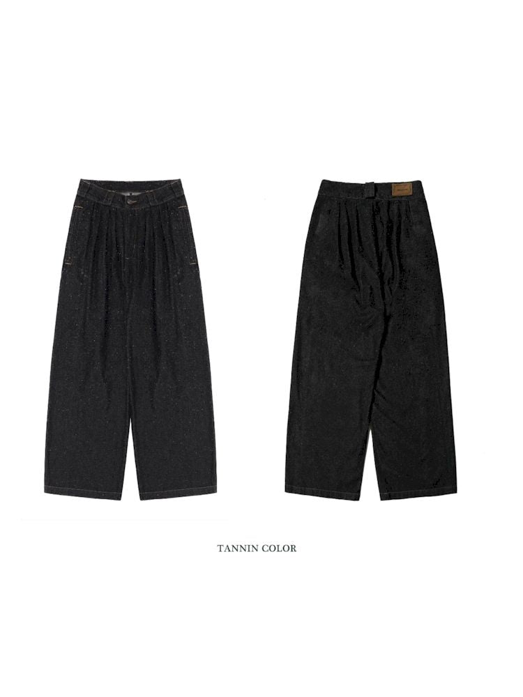 Denimfarbene Arbeitsknopfjeans