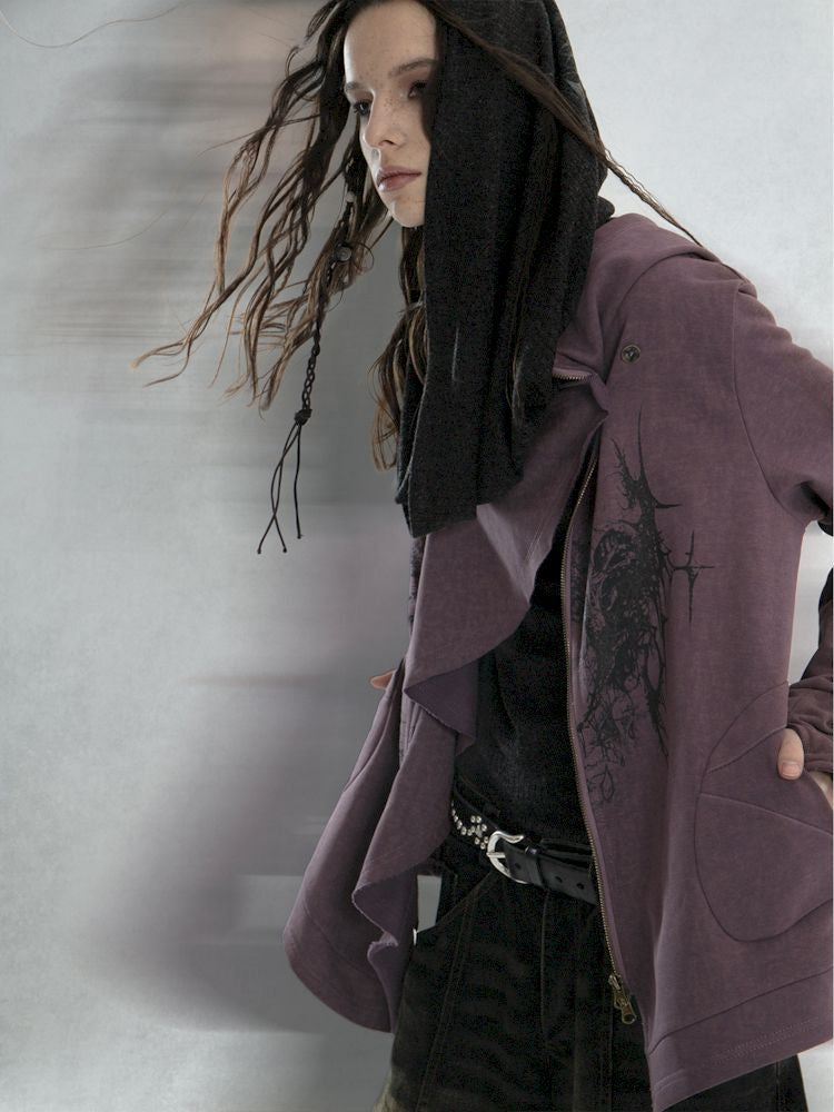 Unregelmäßiger Schnitt Sweatshirt-Jacke