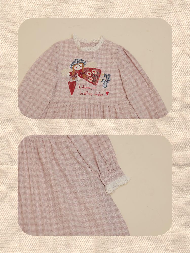 Karo-Spitzenhalskleid