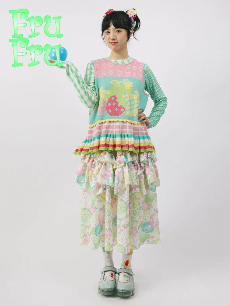 핑크 그린 스웨터 조끼 뜨기