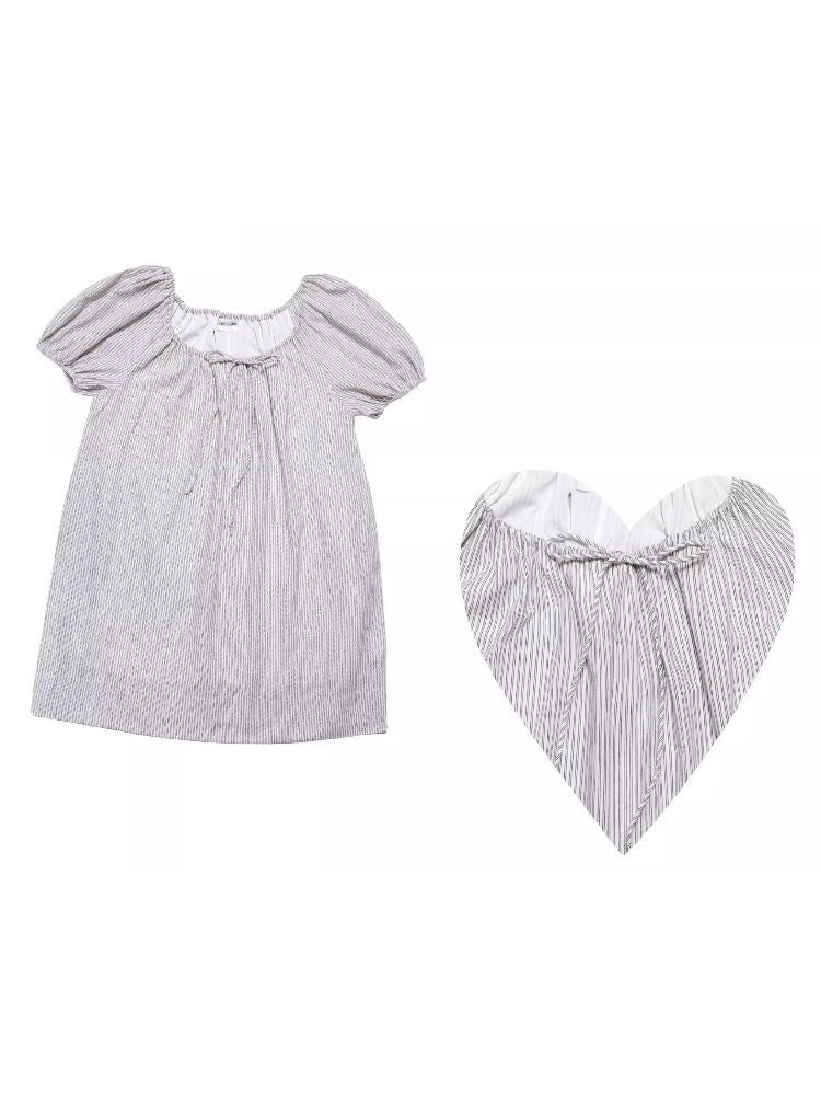 스트라이프 코튼 휴가 스타일 루즈 드레스