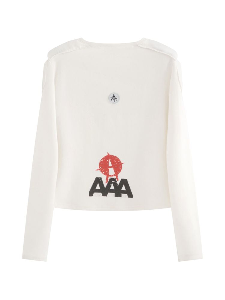 프린트된 형태의 어깨 디자인 바닥 긴 소매