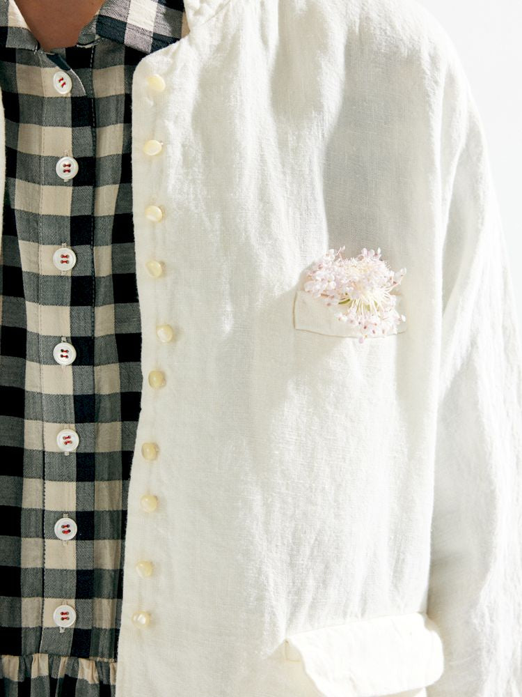 Leinenstruktur Kurzblazer