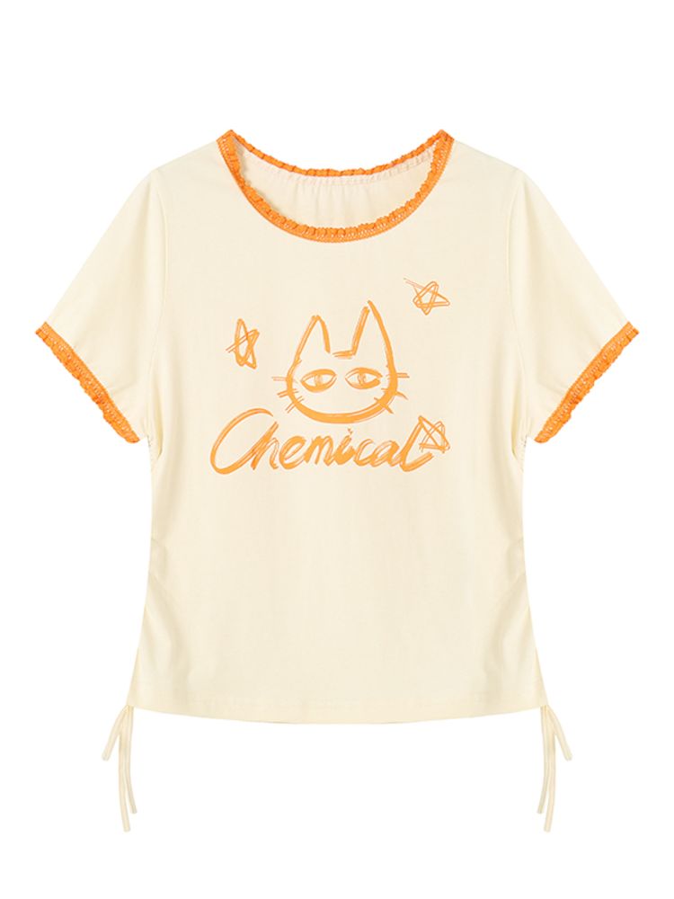 Vintage Color Clash Stretch Lace Short Sleeve Tee