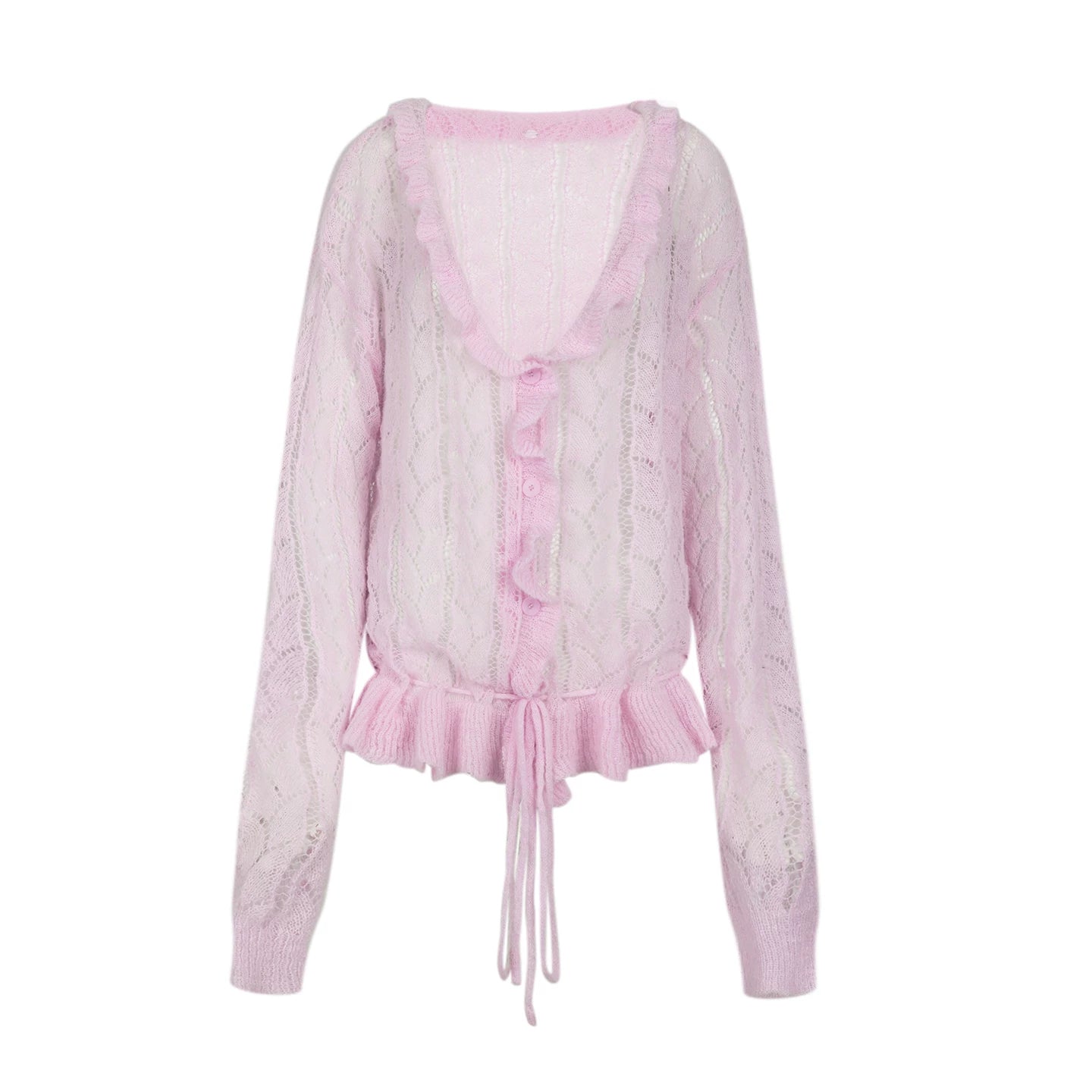 Knit Ruffled Cut Out Blouse