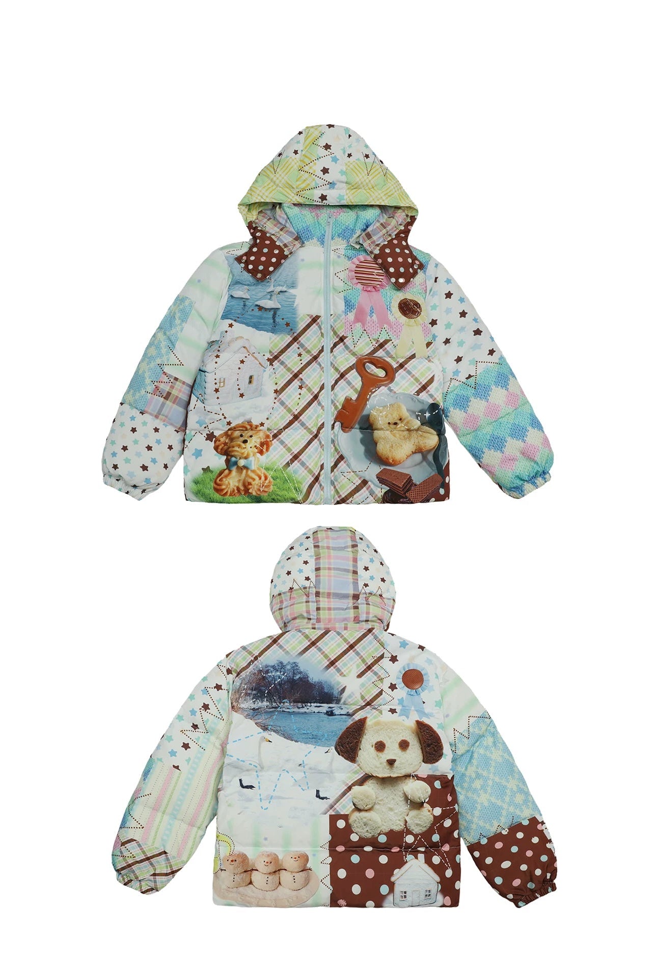 Bunte Engel-Daunenjacke