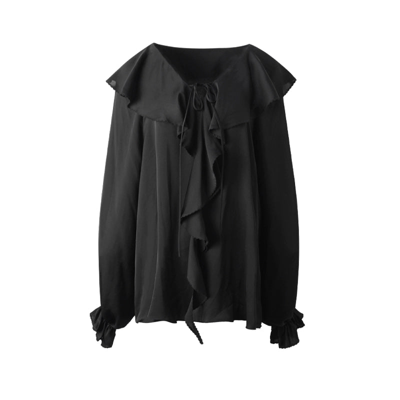 Draped V-Neck Ruffle Top
