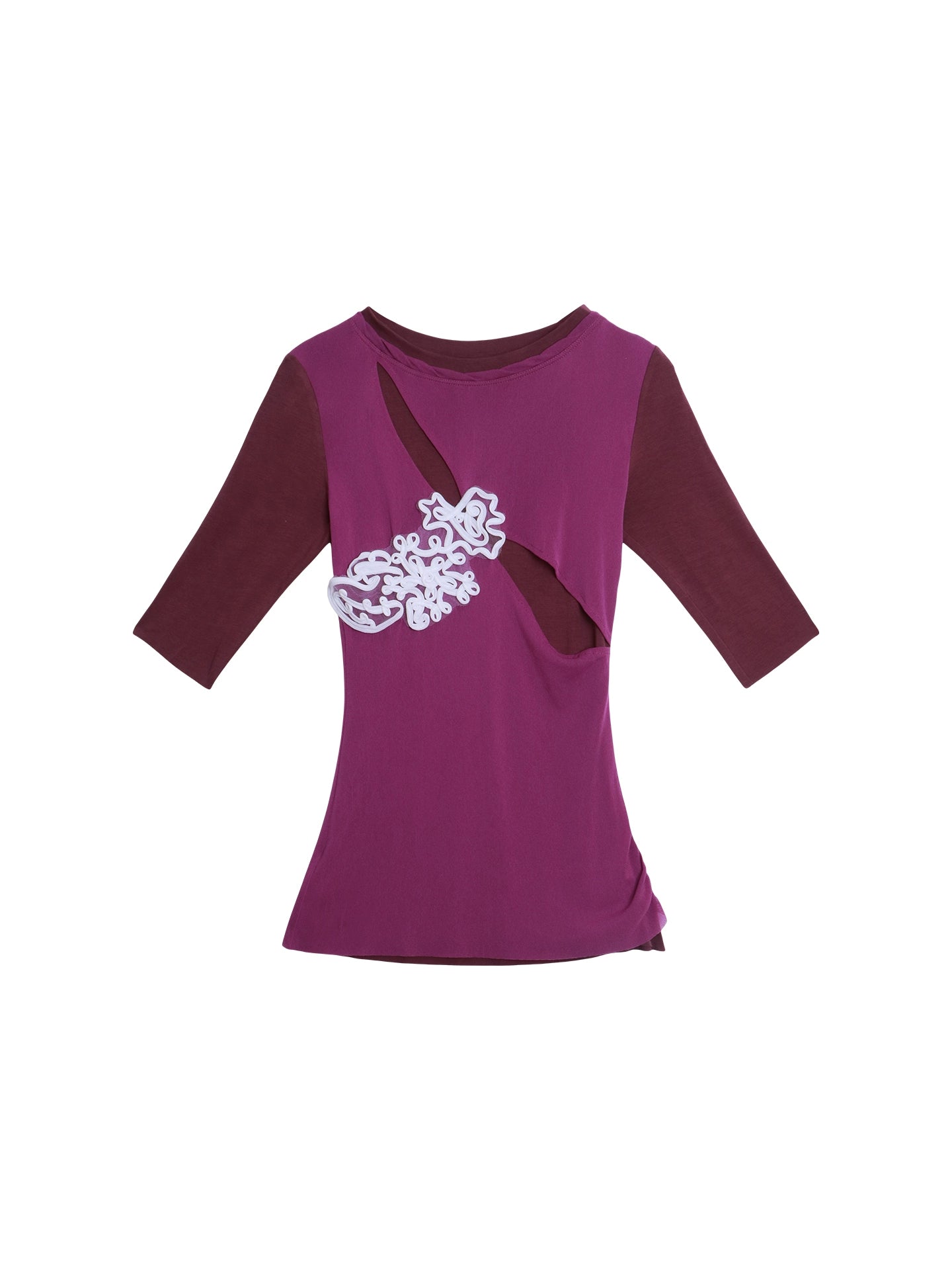 Jacquard Color-Blocked Slim-Fit Top