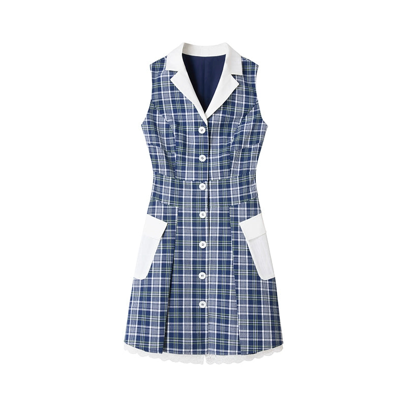 Blue Lace A-Line Dress