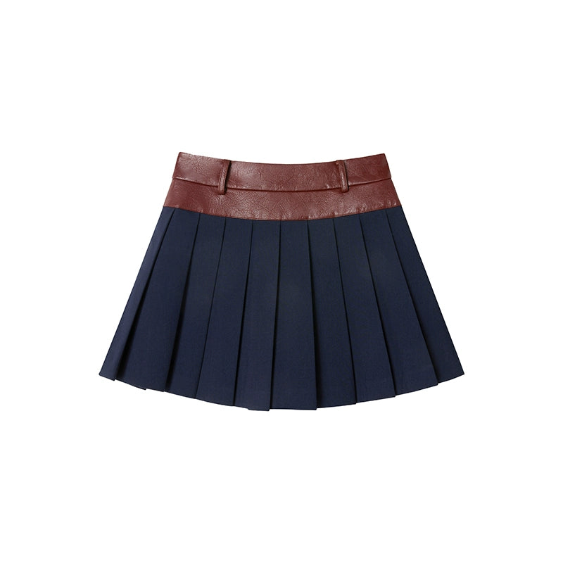 Double Waist Pleated Skirt