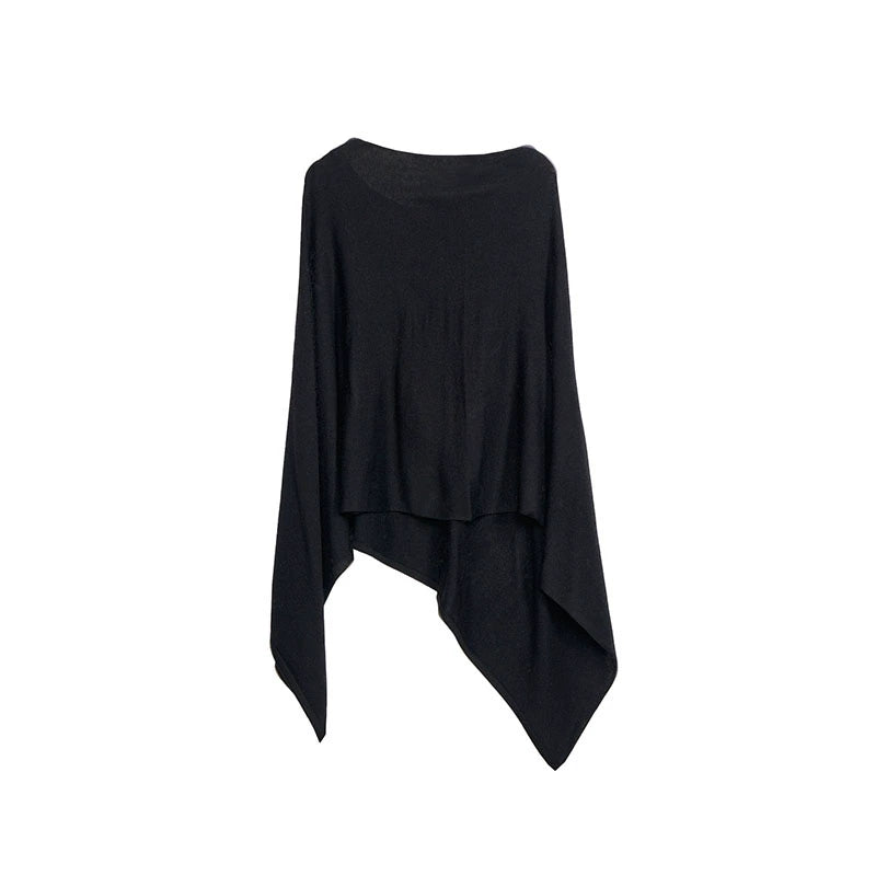 Autumn Black Wool Cloak Cape