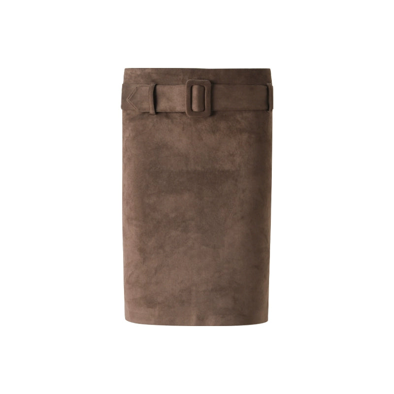 Detachable Belt Suede Skirt