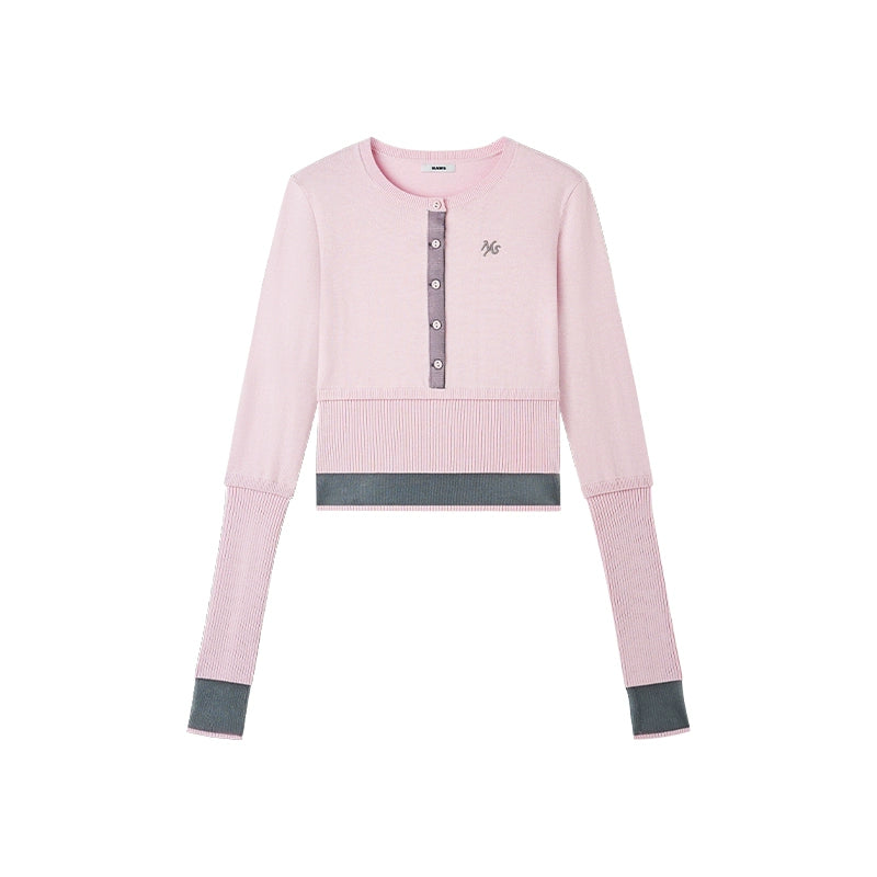 Sheep Wool Contrasting Knit Sweater