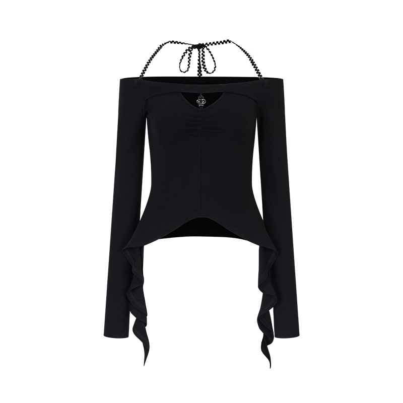 Dreams Weaving Thin One-Shoulder V-Neck T-Shirt