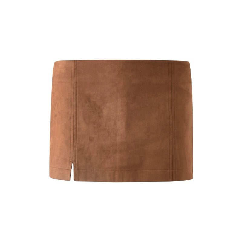 Hazelnut Suede Mini Skirt