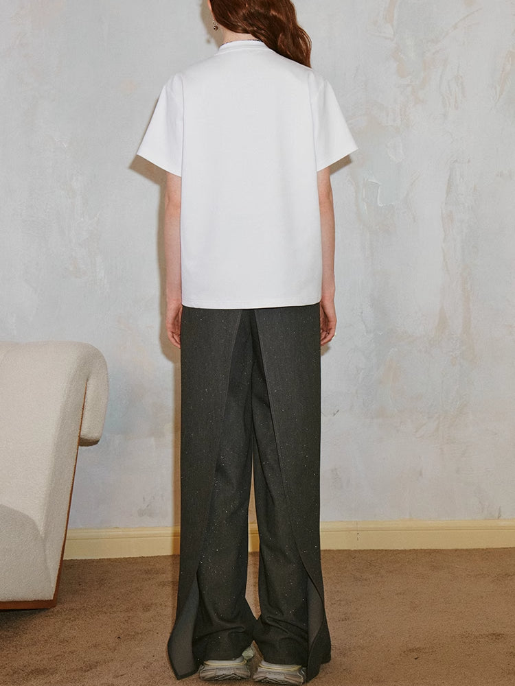 Rundhals-Print-T-Shirt