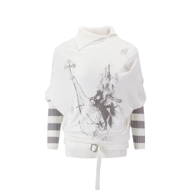 Striped Batwing Sleeve Sweater