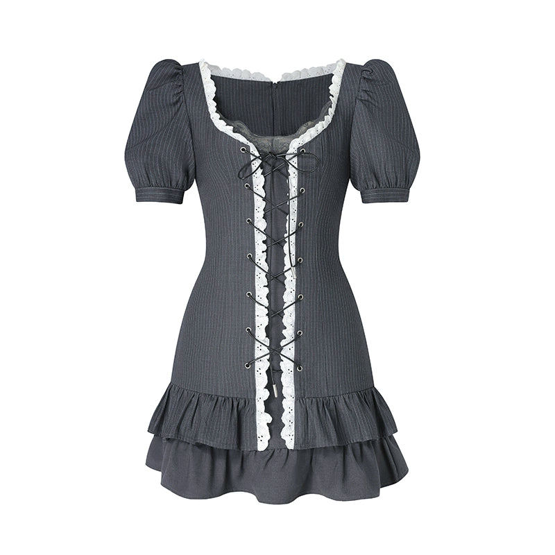 Lace Bubble Sleeve Dress