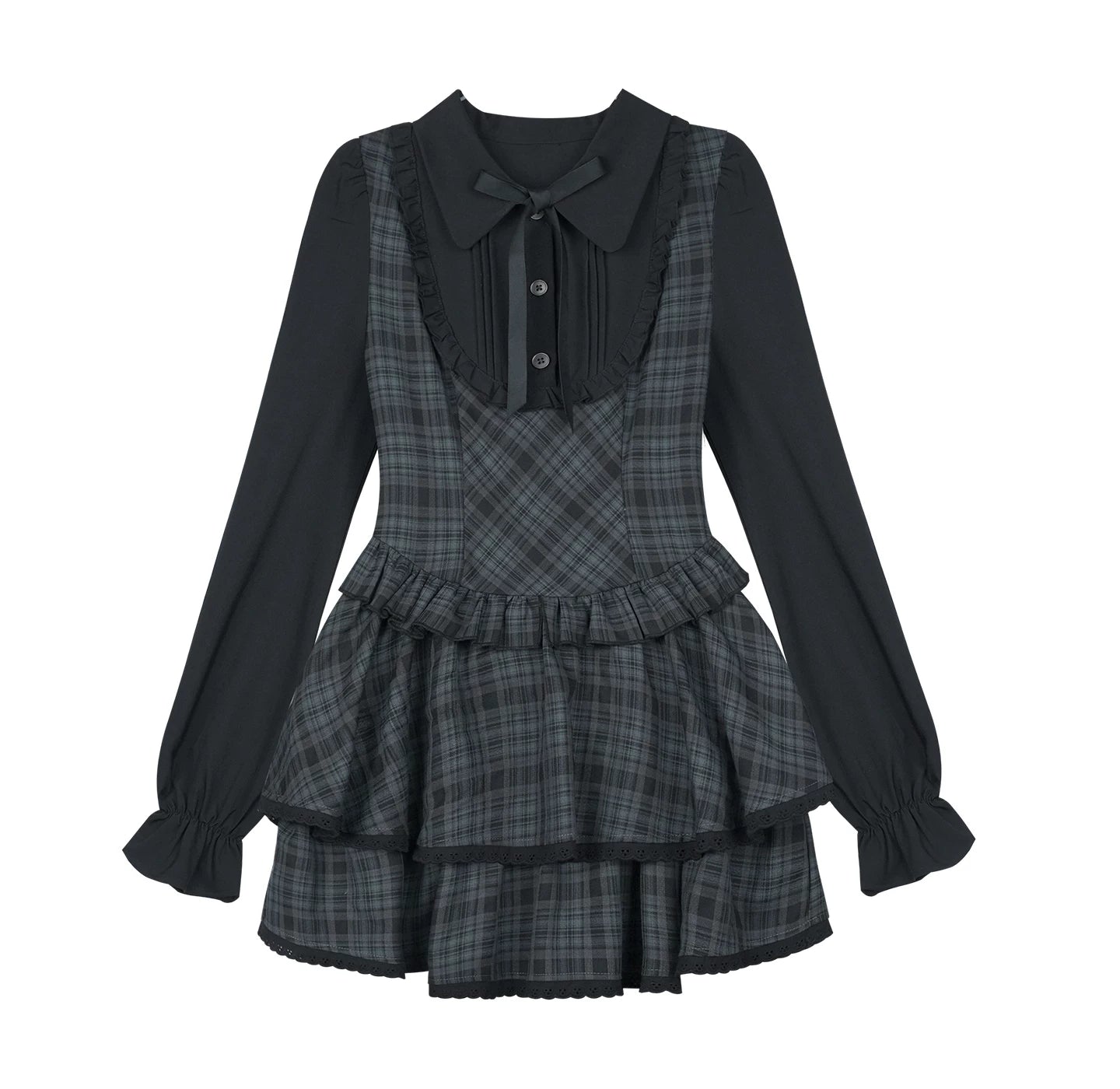 Kariertes Lolita-Winterkleid