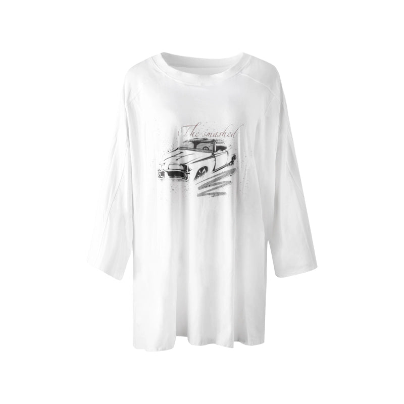 Vintage Car Print Cropped T-Shirt