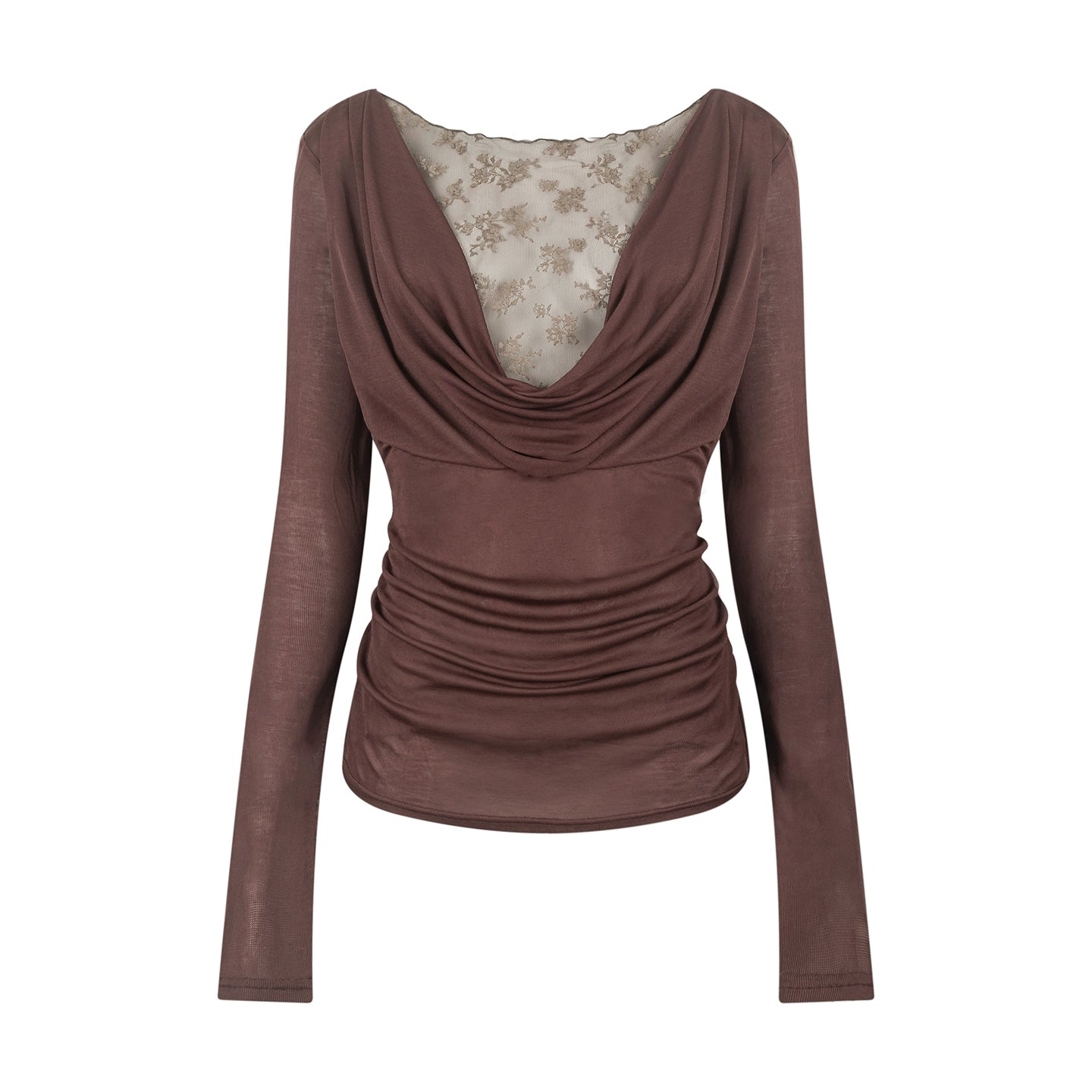 Spliced Long Sleeve Swing Collar T-Shirt