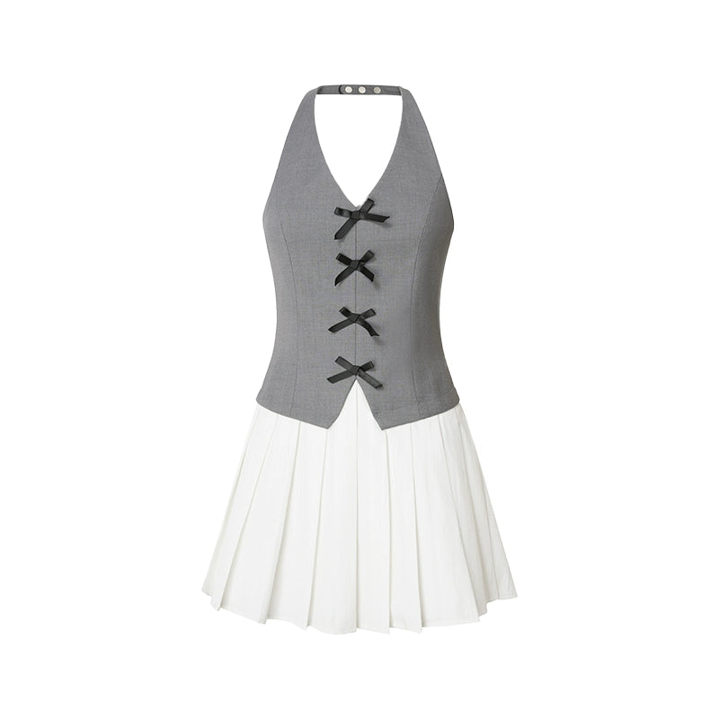 Gray A-Line Halter Dress