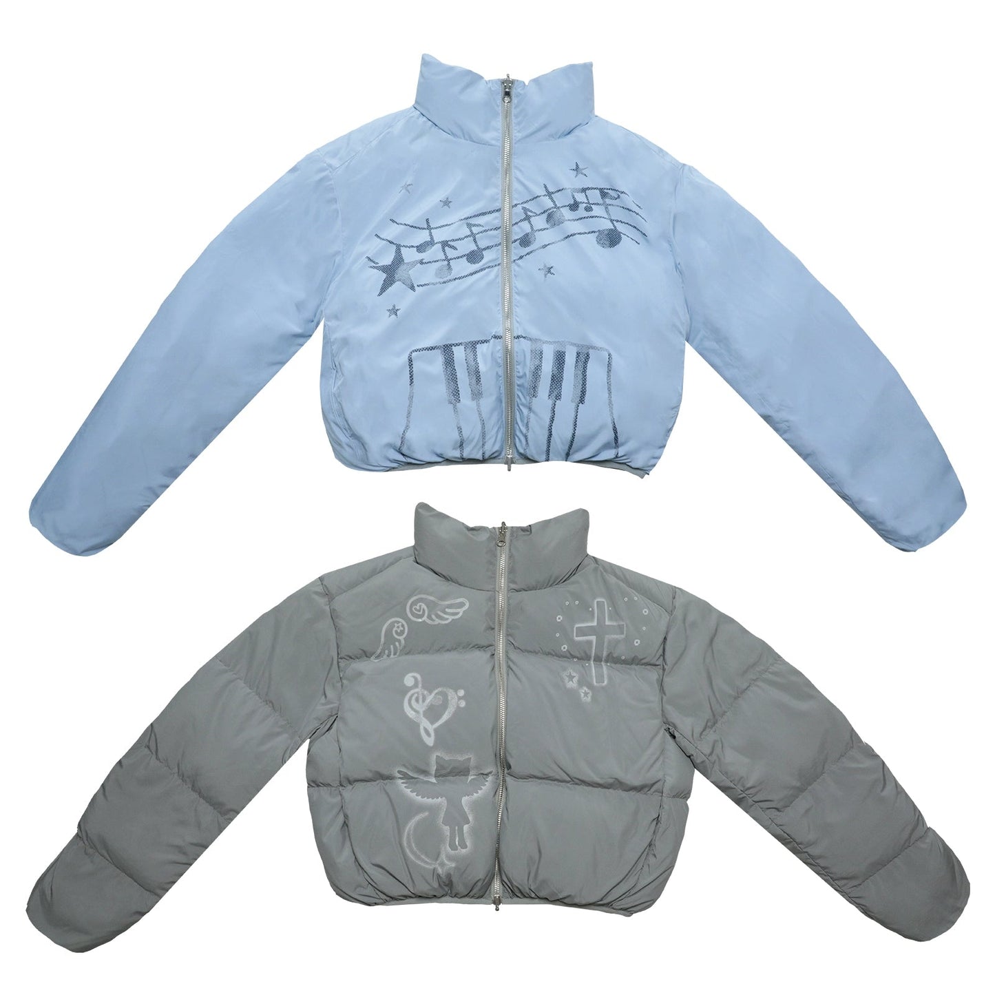 Dreamcore Blue Gray Reversible Padded Jacket