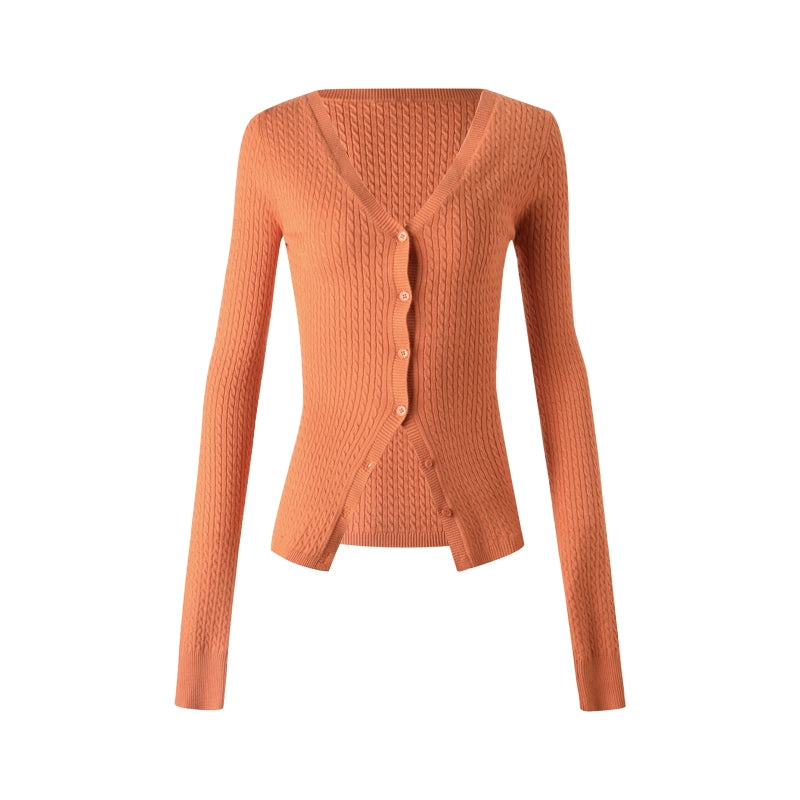 Vintage Sunset Orange Knit Cardigan