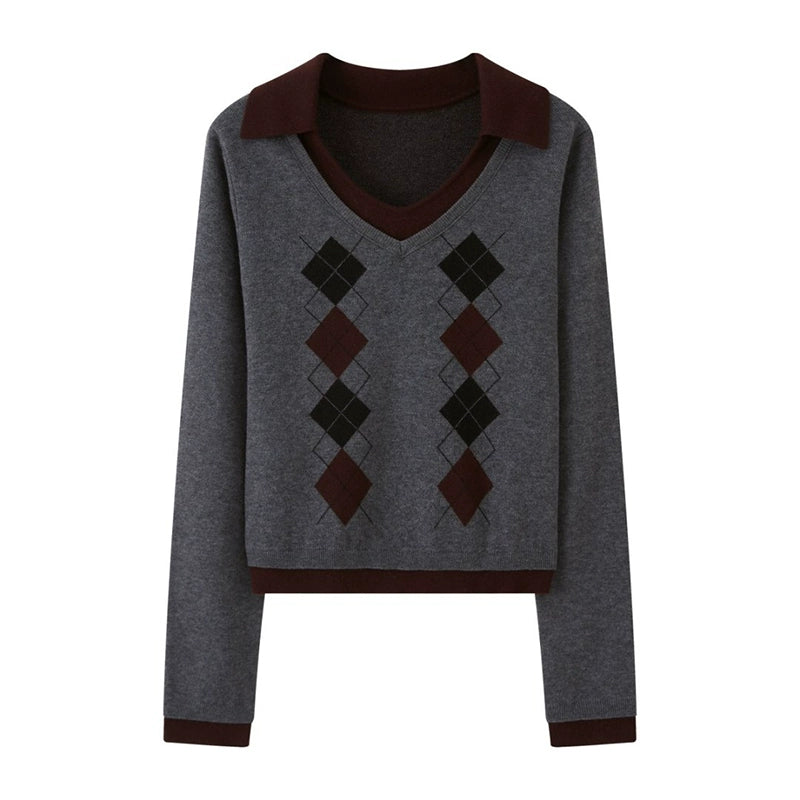 Slim V-Neck Warm Knitted Top