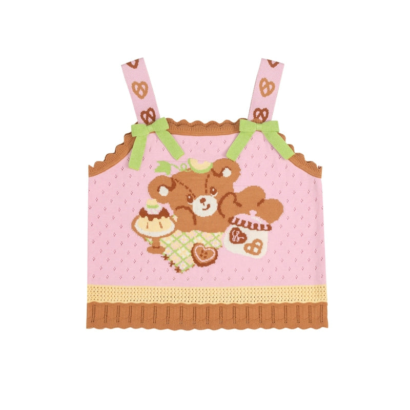 Pink Bear Knitted Camisole vest