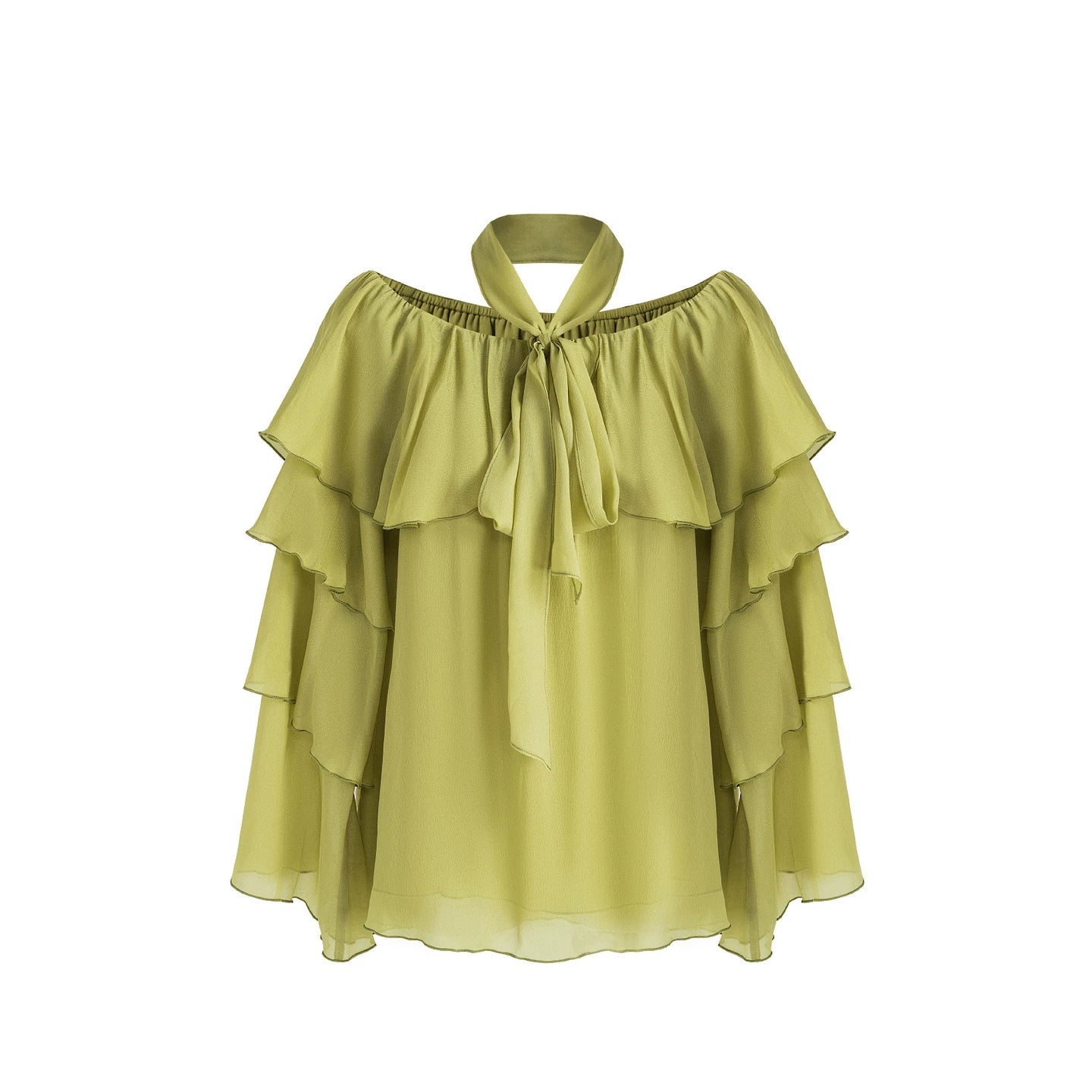 Ruffled Off-Shoulder Ruffled Shirt