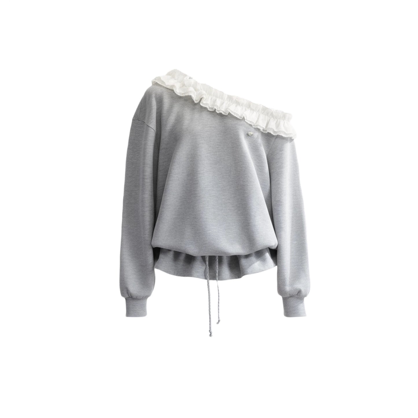 Lace-Up Drawstring Sweatshirt