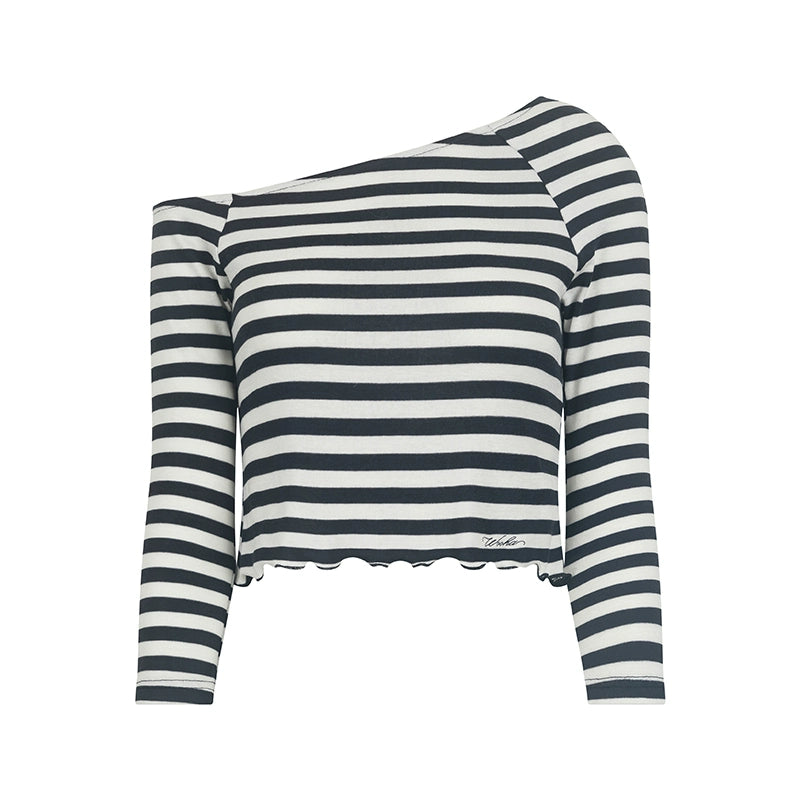Schräges Schulter-Mid-Sleeve-Top