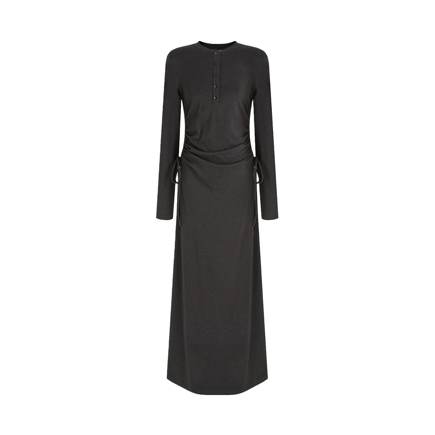 Pleated Long-Sleeve Dress